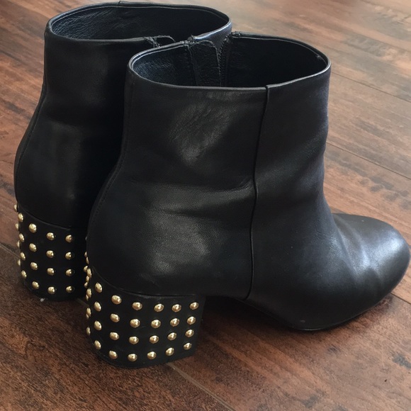 Black Maiden Lane studded Leather Booties - Picture 4 of 4